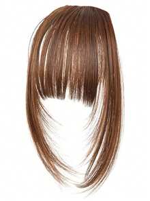 Synthetic Hair Clip-In Bangs Cut Wispy Fringe With Sideburns Dark Brown Natural Look For Women Daily Party Wear - Multicolor - View 13