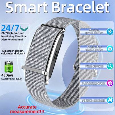  Pulseira inteligente LIGE, moderna e elegante, com design sem tela, à prova d'água, múltiplos modos de exercício, registro de atividades físicas e monitoramento do sono.
