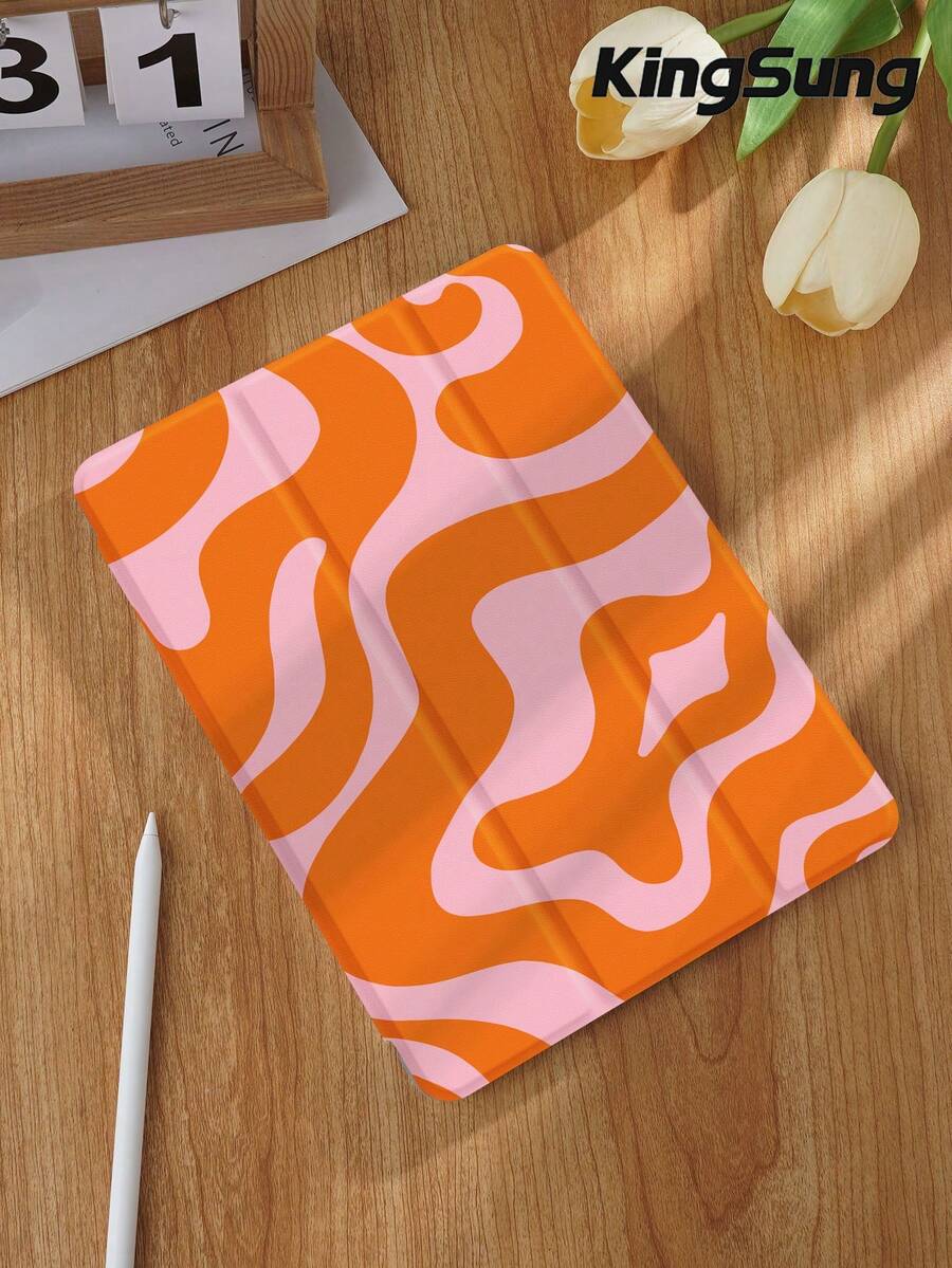 波浪纹简约线条图案平板电脑保护套，兼容9.7/10.2/10.5/10.9/12.9/Pro 11（第十代），兼容三星Galaxy Tab S6 Lite 10.4英寸，兼容Kindle Paperwhite（第十二代，2024年发布），Kindle（第十一代，2022年发布），Kobo Clara Colour，柔软防摔保护，智能支架/自动唤醒/睡眠功能