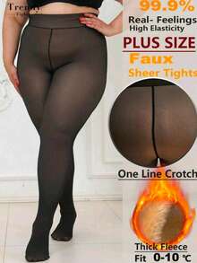 1 Pair Thick Warm Pantyhose, Women's High Elasticity, Sheer - Black - View 5