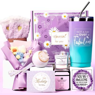 Birthday Gifts For Women Friendship, Pink Relaxing Spa Gifts Basket Set For Women, Self Care Gifts Unique Happy Birthday Gift Idea For Mom Her Best Friends Sister Wife Girlfriend Coworker Teacher