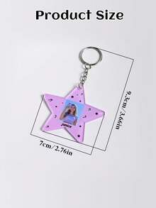 1pc Customizable Star Keychain, Customize Photo And Text Kids Bag Keychain, School Bag Keychain, Name Bag Tag, Personalised Bag Tag, Kids Key Ring, Name Tag, Personalized Gifts - Multicolor - View 7