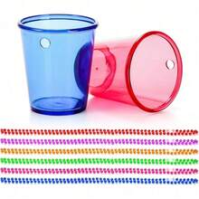 12pcs Bead Necklace Shaped Plastic Wine Glasses, Suitable For Birthday, Wedding, Christmas And Other Parties, 6 Color Options Available, Essential For Back To School Season - Multicolor - View 5