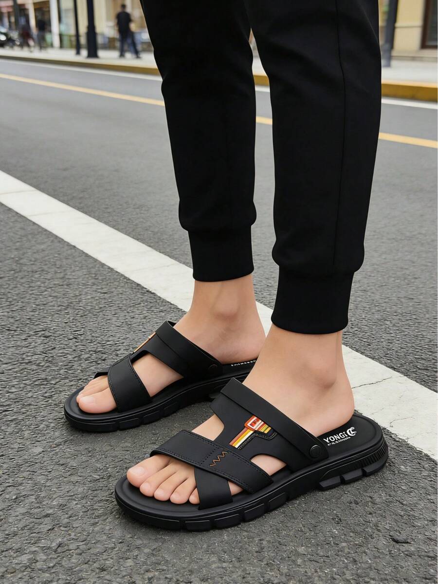 男士休闲厚底凉鞋，舒适后跟带拖鞋，适合户外活动、驾车、聚会、露营，建议气温高于15.6°C（建议选购大一码），尺码39-45