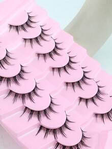 7 pares de pestañas postizas coreanas de punta puntiaguda y gruesas con diseños de dibujos animados, pestañas falsas naturalmente rizadas para ojos grandes de muñeca, pestañas postizas hechas a mano y cómodas - Ver 8