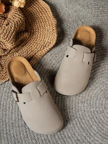 女士时尚拖鞋，舒适一脚蹬穆勒拖鞋，室内外皆宜，四季皆可穿着 - 灰色 - 查看 4