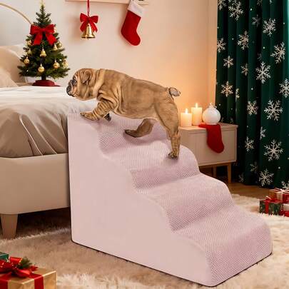 Multi-Layer High Density Foam Pet Steps, 2/3/4 Tier Dog Stairs, Non-Slip Extra Wide & Deep Pet Steps, Suitable For Bed Or Sofa, For Dogs And Cats Home Use Bedside Stairs, Small Dog Poodle Cat Climbing Ladder, Extra Wide Small Dog Stairs With Non-Slip Bottom, Soft Cushioned Ramp, Suitable For High Beds, Sofas And Cushions, Injured Dogs, Durable Polypropylene Material, Dog Stairs, Furniture Walkway, Compact Design, Elderly Pets