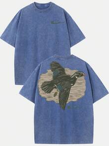 2026Orca Brand DuckHuntingGraphic230g Washed Cotton T-Shirt, Vintage Street Style, Double-Sided Printed Pattern T-Shirt, Men's T-Shirt, Distressed Clothing, Drop Shoulder Sleeves, Round Neck Top, Short Sleeves, Suitable For Gifting And Daily Wear, High-QualityWaxPrintedCottonRetroFashionBrandT-Shirt,Men'sT-Shirt,BeachMust-HaveMen'sSummerT-Shirt,HolidayGift,PerfectGift,Graphicteeswomen,Graphictee,Shirts - 藍色 - 查看 12