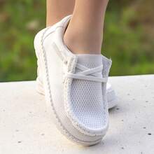 Giày lười đế bằng thường ngày cho trẻ em, phù hợp cho mọi mùa. - trắng - Xem 4