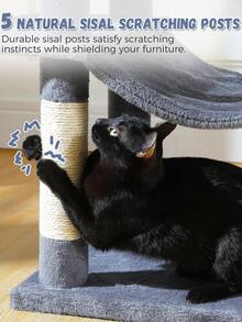 PAWZ Road 69'' Tall Cat Tree For Indoor Large Cats, Large Cat Tower For Fat Cats With Super Big [20X16] Hammock, Cat ClimbingTree Tower With Scratching Posts, Condo House And Large Top Perch,Deep Grey - Dark Grey - View 6