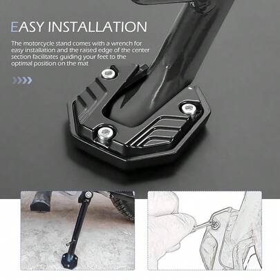 1个摩托车侧支架垫，铝合金侧支架支撑配件，适用于大多数摩托车侧支架脚垫