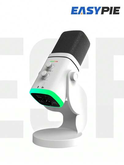 Easypie Selection ميكروفون ديناميكي USB/XLR مع تحكم RGB/مقبس سماعة/وظيفة كتم الصوت، مناسب للألعاب على الكمبيوتر والتسجيل والبث المباشر
