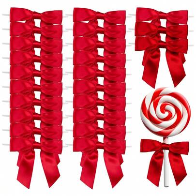 30个2.5英寸缎带扭结蝴蝶结，用于包装礼物。