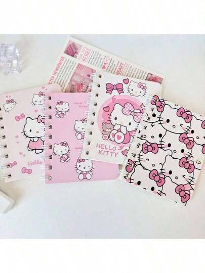 4pcs/Set Sanrio Authorized Genuine Hello Kitty Notebooks, 2024 New Kuromi Loose-Leaf Notebooks, Meet Dog Fearless Loose-Leaf Notebooks, High-Quality INS Notebooks, Detachable Notebooks, Student Notebooks, Don't Forget Notebooks