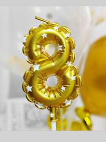 Gold Balloon Trim Star Print Number 0-9 Birthday Party Cake Decorative Candles - View 6