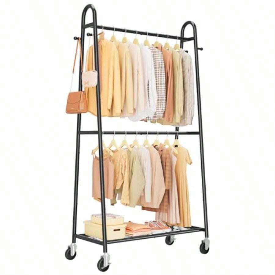 Ml Clotes Rack - Cloting Racks Anging Clotes Wit Two Anging S 4 Ooks And Mes Self Triangular Coat Rack Closet 36.5" X 6.9" X 72.8" Black - Black - View 1