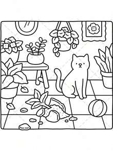 1 Adult & Kids Cat-Themed Coloring Book, Learning Supplies Toy, Suitable For Back To School, Bold Simple Design, Relaxing Coloring - 彩色 - 查看 7