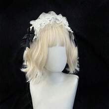 蕾丝蝴蝶结发箍，蕾丝发带，量产仙气发饰，甜美洛丽塔发夹 - 彩色 - 查看 3