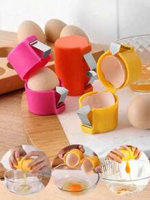 3pcs Easy-Clean Egg Separator - Quick Egg White & Yolk Separator, Kitchen & Baking Essential - Multicolor - View 2