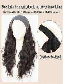 Synthetic Long Straight Headband Half Wig Clip In Hair Extension Fluffy Natural False Blonde Hairpiece With HairBand - Multicolor - View 5