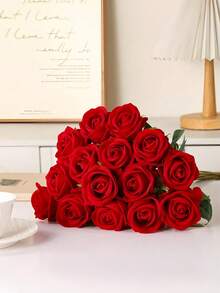 1pc/2pcs/5pcs Artificial Rose Flowers With Stems, Red Fake Flowers For DIY Wedding Centerpiece, Bridal Room And Aesthetic Decor, Suitable For Dining Table, Restaurant, Room, Home, Bathroom, Bedroom, House, Anniversary, Beautiful Gift, Office, Porch, Garden And Indoor/Outdoor Wedding Decoration, Suitable For Wedding Season, Anniversary, Mother's Day, Earth Day, Office Decor - Multicolor - View 9