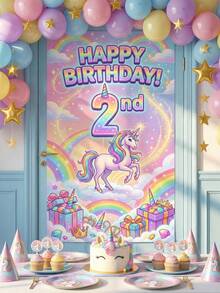 Fondo de banner de fiesta de cumpleaños con tema de Frozen, impresión de patrón de castillo, adecuado para el 1er cumpleaños, decoración del hogar para fiesta de cumpleaños - A - Ver 5