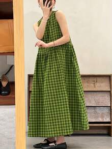 Women Maxi Dresses - Olive Green - View 6