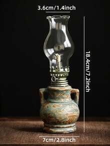 1pc Ceramic Kiln-Fired Glaze Oil Lamp With Handle And Lampshade, Adjustable Wick Camping Fuel Lamp, Indoor Ceramic Oil Lamp Candle Holder, Kerosene Lamp With Wick, Oil Lamp/Hurricane Lamp With Flame Control Knob - 1PC - View 8