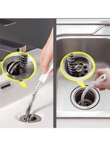 Pipeline Cleaning Tool Kit, Including A Flexible Pipe Cleaner And A Brush, Can Effectively Collect Hair And Clean The Pipes. It Is Suitable For Kitchens And Bathrooms. - White - View 4