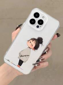 1 chiếc ốp lưng điện thoại TPU trong suốt hình cô gái hoạt hình, bảo vệ toàn màn hình, tương thích với iPhone 16 15 14 13 12 11 Pro Max, A55/54/53/52/51, S24/23/22/21 Ultra - Nhiều màu - Xem 2