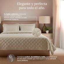 Edredón acolchadoSmart : Colcha Fun Elavorada 100% Microfibra Catiónico Prelavado Ligera Suave y Resistente Ideal para Todas Las Estaciones + Funda de Almohada Avena Matrimonial/Queen - Avena - Ver 2