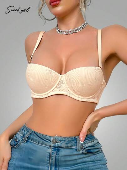 Women's Skin-Tone Sexy Lingerie, Comfortable And Versatile Mature Charm Elastic Bra, Lift And Gather Bust Support
