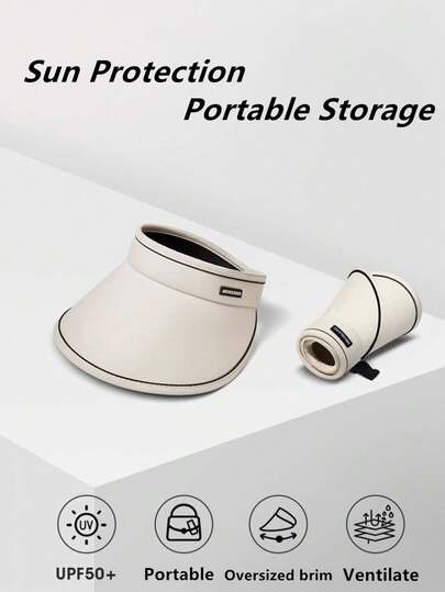 1pc Adjustable Breathable Women's Open-Top Sun Hat, Outdoor Sports Portable Wide Brim Sun Protection Hat With UV Protection, Suitable For Cycling, Outdoor, Beach And Other Scenarios