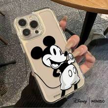 Miniso 迪士尼米奇复古黑白设计手机壳，适用于iPhone 17/17 Pro/17 Pro Max/17 Air/16/15/14/13/12/11/X系列，iPhone 17 Pro Max手机壳，iPhone 17 Pro手机壳，iPhone 17手机壳，圣诞礼物，送给女朋友的好选择 - 無色 - 查看 5