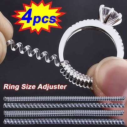 4pcs/8pcs/Set Transparent Ring Sizer Adjuster, Invisible Coil Wrap Resizable Rings, Multiple Combinations Available