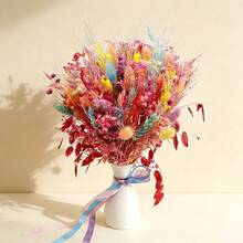 Ramo de hierba de pampa seca roja, bricolaje, cola de conejo, hierba de junco, relleno para jarrón, decoración de mesa de granja para el hogar - 1 manojo - Ver 4