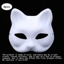 Prom Empty White Hand Painted Cat Mask, DIY Pulp Paper Face Mask Painted Fox Cat Mask, DIY Blank Cat Face Mask, Holiday Men And Women Hand Painted Graffiti Pulp Mask, Cat Mask, DIY Mask, Fox Face Hand Painted Mask, Animal Costume Accessories Mask, Party Mask, Holiday Carnival Party Gift - Multicolor - View 9