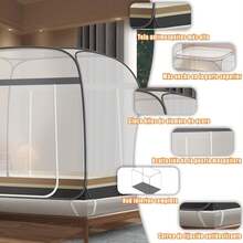 Mosquitero para Cama King Size,Mosquitera Plegable para Camas con Doble Puerta e Inferior de Red para bebés, Adultos, Viajes, Camping, al Aire Libre, antimosquitos 180 * 200CM (Gris, Gris) - gris1.8*2 - Ver 3