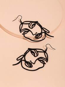 1对女士夸张镂空水滴耳环，长款耳环首饰 - 大款人臉耳墜 - 查看 3