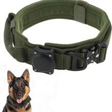 Dog Collar Waterproof Tactical Dog Collar With Control Handle Zinc Alloy Buckle Pte Collar For AirTag Medium Large Dogs Necklace Without Locator And With Screwdriver - 彩色 - 查看 18