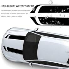 2 PCS Car Hood Stickers Sports Racing Stripe Graphic Decal Auto Body Side Strip Decor Waterproof Vinyl Decals Decorative Accessories For Automotive Fenders Skirts Roofs Black - Black - View 5