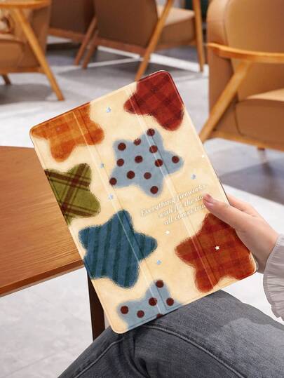 1pc Y2K Cute Starry Sky Plaid Stripe Dot Retro Print Tablet Sleeve Case, Compatible With 10.2" (A16), 11" 2025 8th/9th/10th Gen, Air 4th 10.9", Galaxy Tab S6 Lite 10.4", /, Anti-Drop, With Pencil Slot, Support Sleep/Wake, Romantic Gift