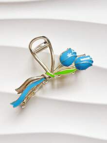 1pc Women's Purple Tulip Flower Hair Claw Clip, Hair Claw Hair Accessory - Purple - View 2