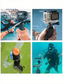 Black/Silver Floating Hand Grip Waterproof Monopod Accessories Set Compatible With Hero 13 12 11 10 9 8 7 6 5 4 3+ 2 1 Session, Suitable For Water Sports And Action Cameras - View 3