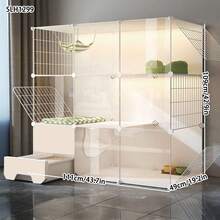 DIY Multi-Layer Cat Cage With Drawer Litter Box, Transparent Kitten Villa - Multicolor - View 3
