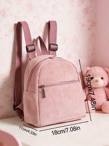 Personalized Mini Corduroy Backpack, Customized Name Embroidered Backpack, Retro Patterns Back To School Gift - Multicolor - View 7