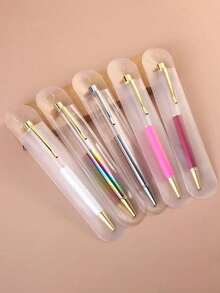 5/10/20pcs Transparent Pencil Cases, Matte Solid Color Universal Pencil Bags, Round Frosted Clear Pencil Pouches, Solid Color General Pencil Bags, Casual Gift Bags, Hanging Gift Pen Boxes, Pen Case Organizers, Stationery - 16.5*3.2CM - View 16