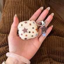 INS Korean Style Splatter Paint Plaid Star Earphone Case Compatible With AirPods 4, Pro 3, New Pro 2, 3, Cute Protective Cover Compatible With Apple 2 - Apricot - View 8