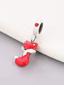 1pc 925 Sterling Silver Fox Pendant, Unisex Animal Jewelry DIY Gift - Silver - View 4