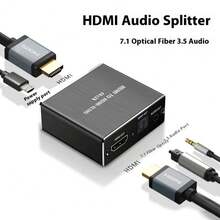 4K Audio Extractor - Splitter With TOSLINK SPDIF Optical And 3.5mm Stereo Output | Compatible With TVs, PCs, Blu-Ray, DVD, And HD Players | 30Hz Audio Extraction - View 2